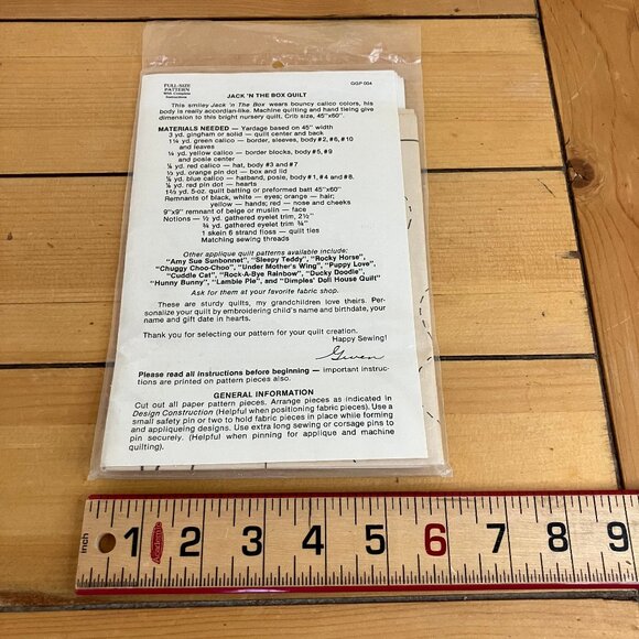 Jack n the Box Applique Quilt Sewing Pattern Gingham Goose GGP004 New Vintage - Picture 4 of 4